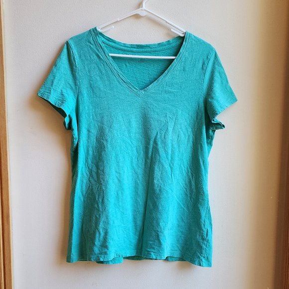 Tommy Hilfiger Aqua V-Neck T-Shirt Size Large - Picture 9 of 16